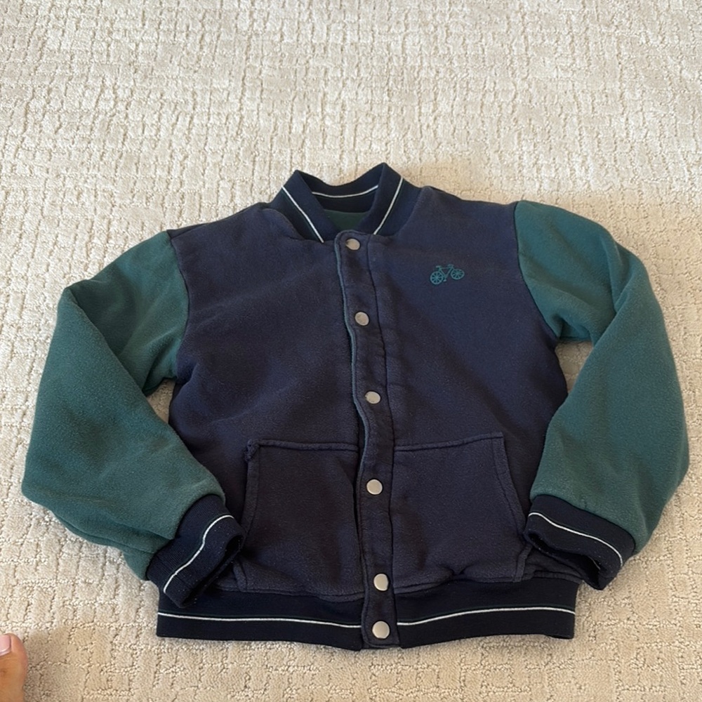 Kids Navy and Green Varsity Jacket